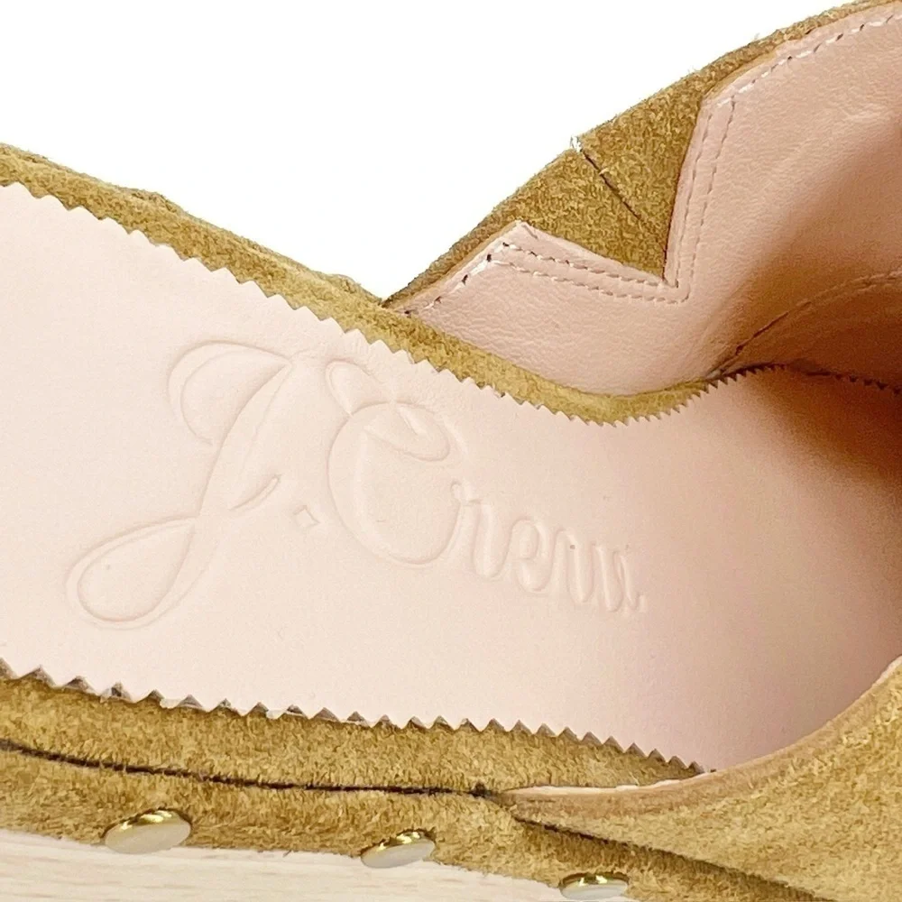 J. Crew Dakota Clogs Women’s Size 5 Burnished Pecan Brown Suede Studded 70s EUC